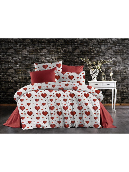 Dimcol Σετ Σεντόνια Μονά 160x240 Πάθος 607 White Red