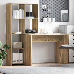 vidaXL Γραφείο Ξύλινο με Βιβλιοθήκη 138.5x55x143cm 3337251
