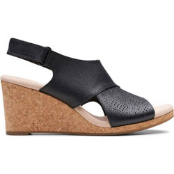 Clarks Ανατομικές Καλοκαιρινές Γυναικείες Πλατφόρμες Ψηλές Δερμάτινες Μαύρες 26145421