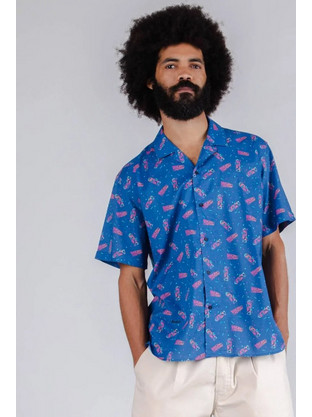 Brava Fabrics Ανδρικό Πουκάμισο Βαμβακερό Μακρυμάνικο Κανονική Γραμμή Overshirt Μπλε 1981