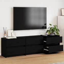 vidaXL Έπιπλο Τηλεόρασης Ξύλινο Μαύρο Μ182xΠ34xΥ50cm 3385630