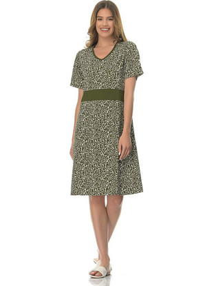 PNN Nightwear Midi Καλοκαιρινό Καθημερινό Φόρεμα Χακί 0223-0004