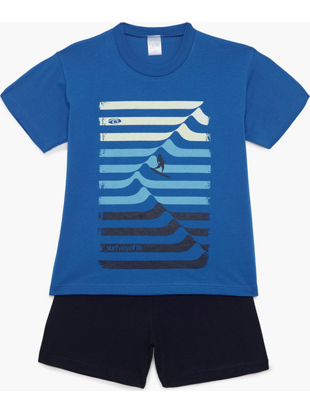 Pretty Baby Παιδική Πιτζάμα Βαμβακερή Καλοκαιρινή Royal Blue Μαύρη 63064