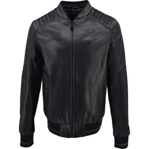 Leather 100 Ανδρικό Μπουφάν Χειμωνιάτικο Δερμάτινο Μαύρο 07-M-E-461