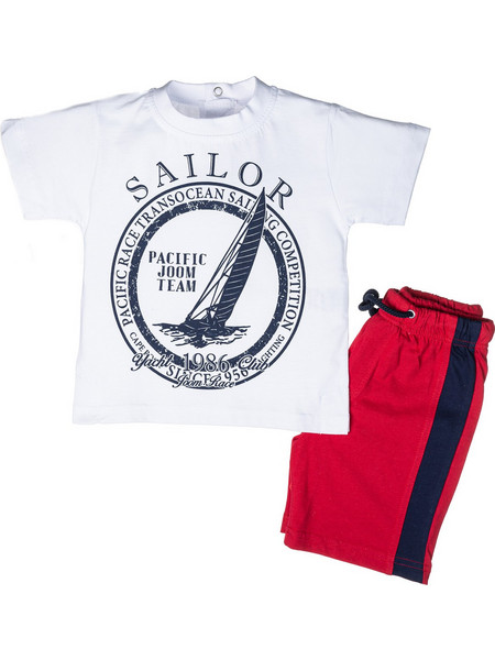 Joom Παιδικό Σετ για Αγόρι Καλοκαιρινό Λευκό Κόκκινο 22120322