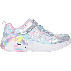 Skechers Heart Sparkles Παιδικά Sneakers με Φωτάκια Ροζ Ασημί Γαλάζια 303063L-SMLT