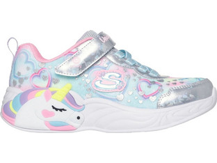 Skechers Heart Sparkles Παιδικά Sneakers με Φωτάκια Ροζ Ασημί Γαλάζια 303063L-SMLT