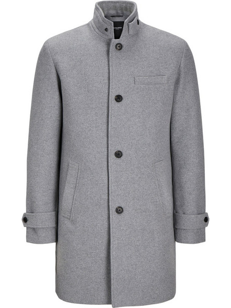 Jack & Jones Emelton Ανδρικό Παλτό Μακρύ Μάλλινο με Επένδυση Γκρι 12258672