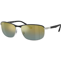 Ray-Ban RB3671CH 9144J0 Ανδρικά Γυαλιά Ηλίου Ορθογώνια Μεταλλικά Μαύρα με Χρυσό Φακό