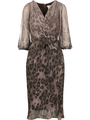 DKNY Midi Φόρεμα για Γάμο / Βάπτιση Κρουαζέ Καφέ DD3GI70A-BNM