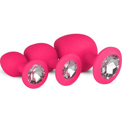EasyToys Πρωκτικές Σφήνες Diamond Plugs Ροζ 3τμχ