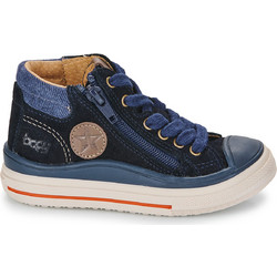 Bopy Velvet Παιδικά Μποτάκια Navy Μπλε Δερμάτινα με Φερμουάρ