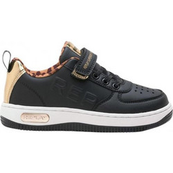 Replay Παιδικά Sneakers Μαύρα Χρυσά JZ430010S-0006