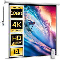 HOMCOM 001-024V91WT Ηλεκτρική Οθόνη Προβολής Projector Τοίχου / Οροφής 1:1 162x162cm / 92"