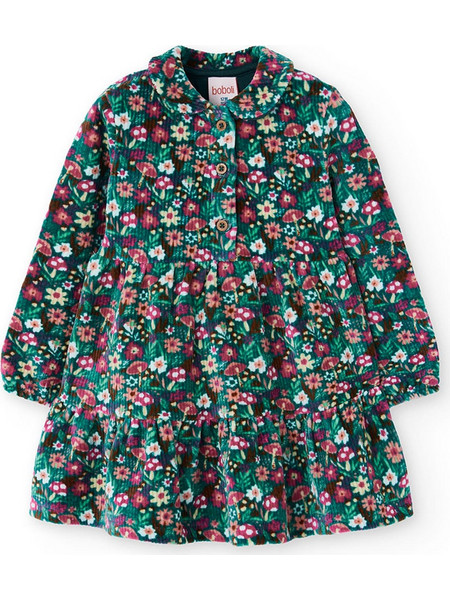 Boboli Παιδικό Φόρεμα Πετσετέ Floral Πράσινο 232030-9756