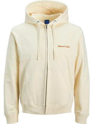 Jack & Jones Ανδρική Ζακέτα Φούτερ με Κουκούλα και Φερμουάρ Λευκή 12282901