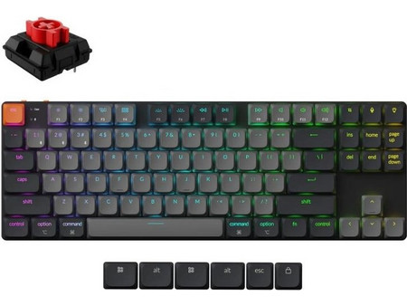 Keychron K1 QMK V6 Hot Swappable Ασύρματο Μηχανικό Gaming Πληκτρολόγιο TenKeyLess με Keychron Milk POM Red Διακόπτες RGB Black