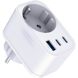 3mk Adapter Φορτιστής χωρίς Καλώδιο με Θύρα USB-A & 2 Θύρες USB-C 30W