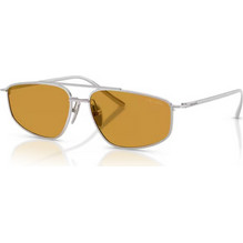 Prada PRC51S 1BC50P Ανδρικά Γυαλιά Ηλίου Aviator Μεταλλικά Ασημί με Καφέ Φακό