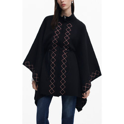 Desigual Γυναικεία Ζακέτα Πόντσο Μακριά με Φερμουάρ Μαύρη 25WAIA09-2000
