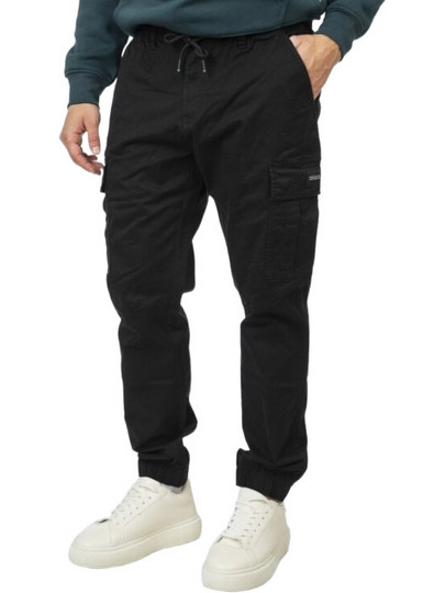 Rebase Ανδρικό Παντελόνι Cargo Joggers Κανονική Εφαρμογή Μαύρο 252-RCCP-4051