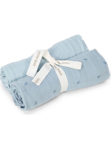 Little Dutch Πάνες Αγκαλιάς από Μουσελίνα Pure Denim Blue 70x70cm 2τμχ