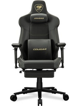 Cougar Armor EVO M Gold Καρέκλα Gaming Δερματίνης με Ρυθμιζόμενα Μπράτσα και Υποπόδιο Μαύρη Χρυσή NC-1M8CGR