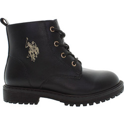 U.S. Polo Assn. Παιδικά Αρβυλάκια Μαύρα Δερμάτινα με Φερμουάρ LYN001-BLK