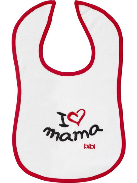 Bibi Love Mama Σαλιάρα Υφασμάτινη με Αυτοκόλλητο Κόκκινη Λευκή