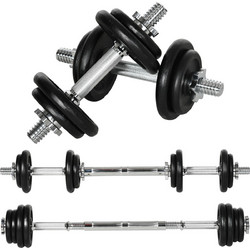 HOMCOM A91-236V00BK Ρυθμιζόμενοι Αλτήρες Σετ με Μπάρα 20kg