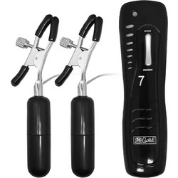 Baile Vibrating Nipple Clamps Σφιγκτήρες Θηλών Μαύρες