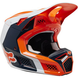 Fox Racing V3 RS Efekt Black White Orange Κράνος Μηχανής Motocross
