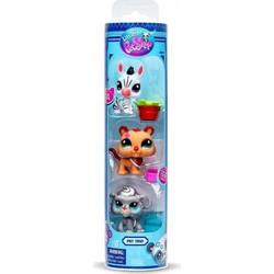 Basic Fun Littlest Pet Shop W2 Φιγούρες σε Σωλήνα Zebra Lion & Monkey