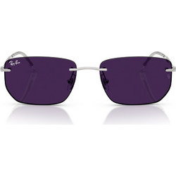 Ray-Ban RB3768 003MH Γυναικεία Γυαλιά Ηλίου Τετράγωνα Μεταλλικά Ασημί με Μωβ Φακό