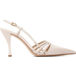 Michael Kors Haisley Γόβες Slingback Δερμάτινες με Λεπτό Ψηλό Τακούνι Εκρού 40T5HSHP1L-289