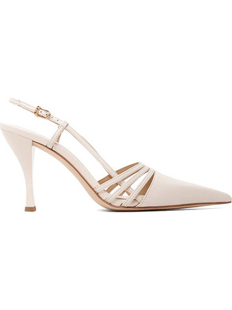 Michael Kors Haisley Γόβες Slingback Δερμάτινες με Λεπτό Ψηλό Τακούνι Εκρού 40T5HSHP1L-289
