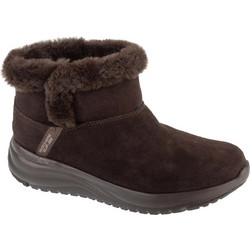 Skechers SlipIns OnTheGo Γυναικεία Μποτάκια Πλατφόρμα Suede Σοκολατί με Γούνα 144740-CHOC