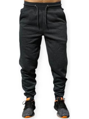 Cotton Point Ανδρικό Παντελόνι Φόρμας Fleece με Λάστιχο Ανθρακί CP4400