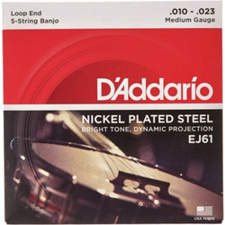 D'Addario EJ61 Σετ 5 Χορδές Μπάντζο Nickel Plated Steel 10-23" Medium Tension