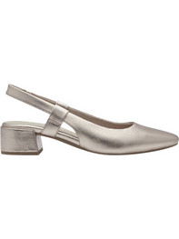 Marco Tozzi Γόβες Slingback Δερμάτινες με Χοντρό Χαμηλό Τακούνι Χρυσές 2-29505-42-957