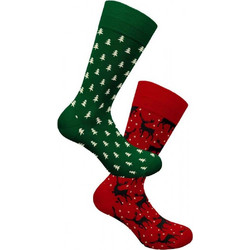 Walk X-mas Bamboo Ανδρικές Κάλτσες Ψηλές με Σχέδια Χακί Κόκκινες 2Pack CHR-13