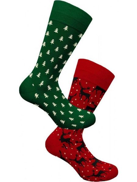 Walk X-mas Bamboo Ανδρικές Κάλτσες Ψηλές με Σχέδια Χακί Κόκκινες 2Pack CHR-13