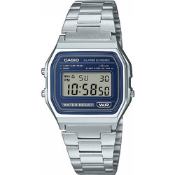 Casio Ψηφιακό Ανδρικό Ρολόι Χρονογράφος με Ασημί Μεταλλικό Μπρασελέ A-158WEA-2EF