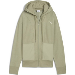 Puma HER Relaxed Γυναικεία Ζακέτα Φούτερ Μακριά με Κουκούλα και Φερμουάρ Πράσινο Mint 688150-82