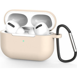 Techsuit Θήκη Σιλικόνης με Γάντζο για Apple AirPods Pro 3 Cream