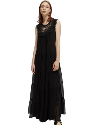 Scotch & Soda Maxi Καθημερινό Φόρεμα Μεταξωτό Μαύρο 172707-SC0008