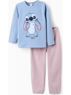 Zippy Lilo & Stitch Παιδική Πιτζάμα Βελουτέ Χειμωνιάτικη Γαλάζια Ροζ 31074376022