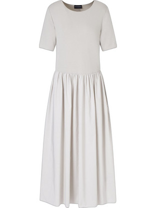 Emporio Armani Midi Καλοκαιρινό Καθημερινό Φόρεμα Μεταξωτό Εκρού EW003528AF16066-U8012