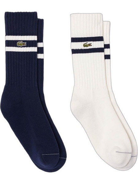 Lacoste Ανδρικές Κάλτσες Ψηλές με Σχέδια Navy Μπλε Λευκές 2Pack RA6842-HHW