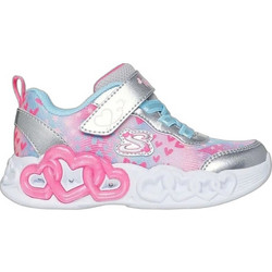 Skechers Παιδικά Sneakers με Φωτάκια Ασημί Ροζ Γαλάζια 303261N-SMLT
